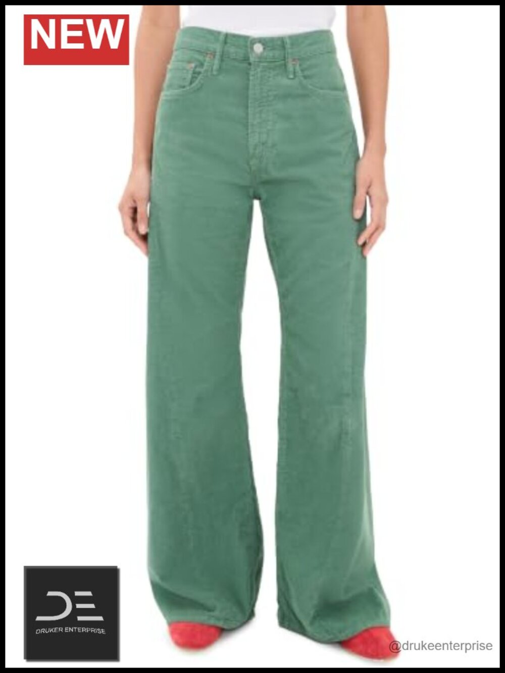 High Rise Corduroy Jeans Twisted Seams 5-Pocket